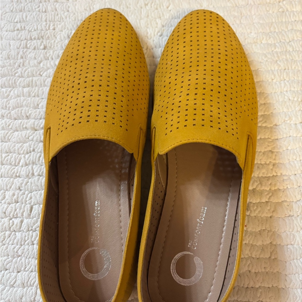 Source Unknown Mustard Perforated Loafers